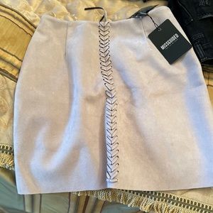 Misguided suede skirt with braided detail